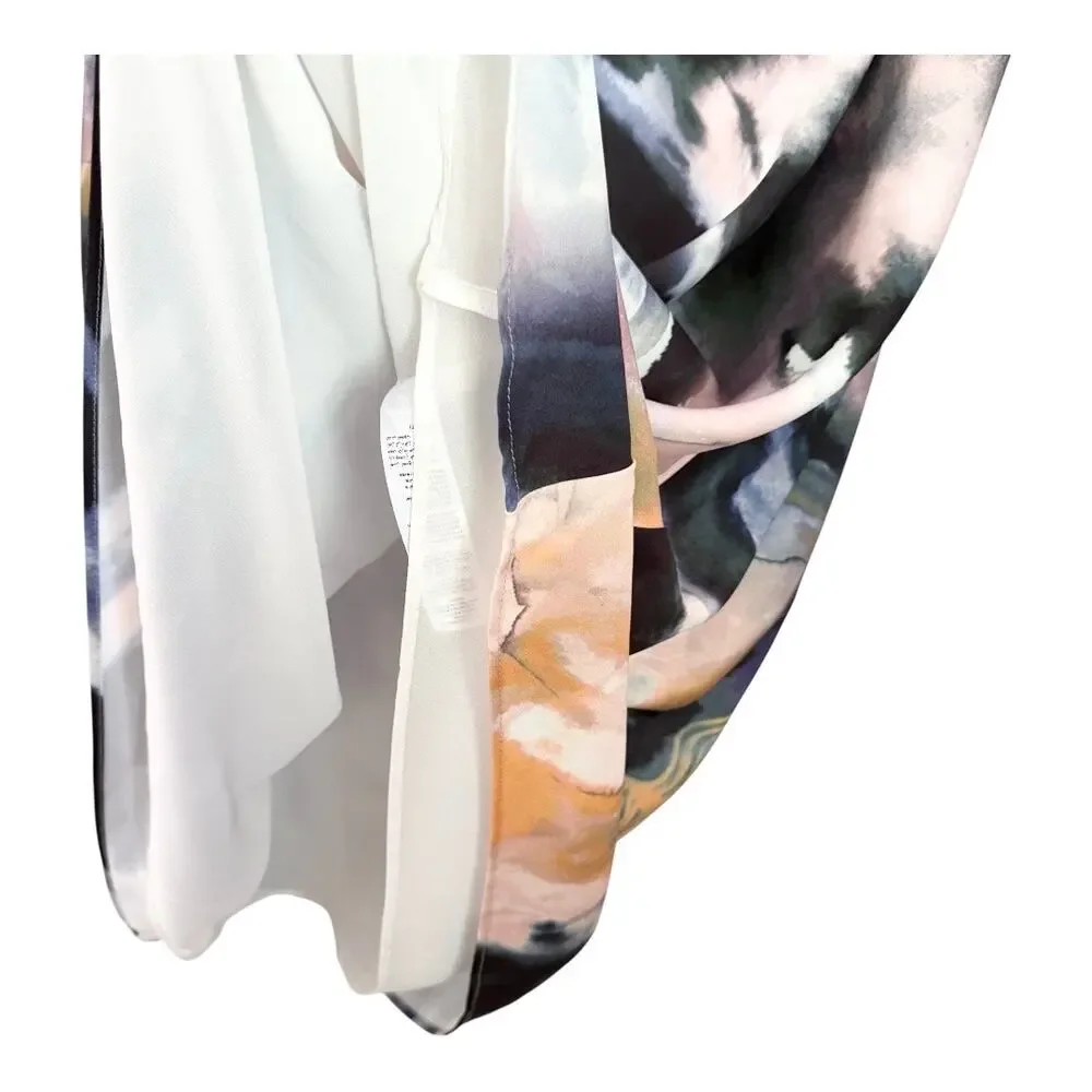 NWOT City Chic Abstract Dazed Satin Midi Skirt - Size 20 - Picture 8 of 11